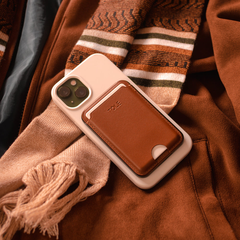 Brown MagSafe Compatible Magnetic Wallet Case For Phones