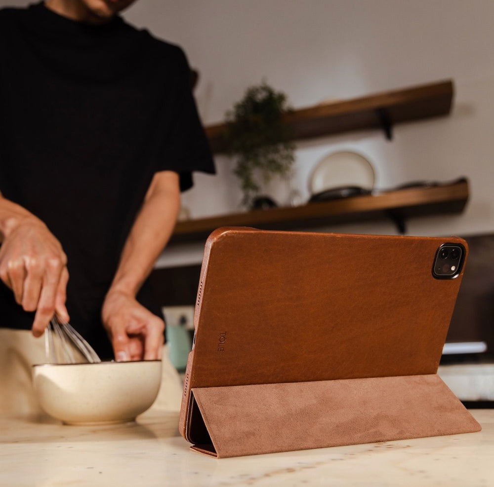 Brown Leather iPad Case stand