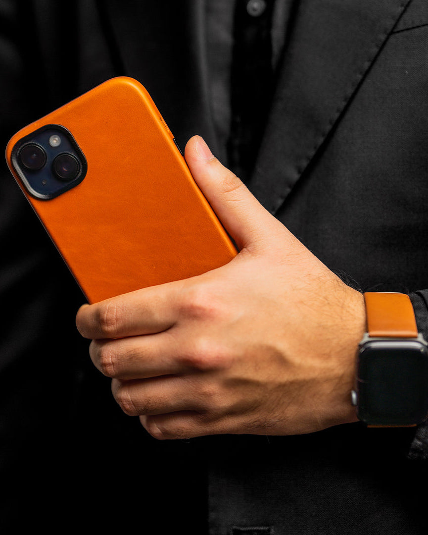 Tan Iphone Tan Premium leather iPhone Case - iPhone 15 Pro